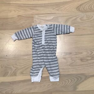 Paigelauren striped Henley coverall cozy one piece organic cotton for baby